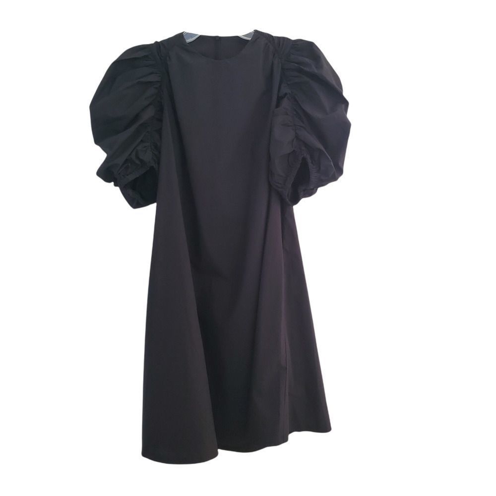 Paskal Puff Sleeve Flared A-Line black dress, Couture, size Medium